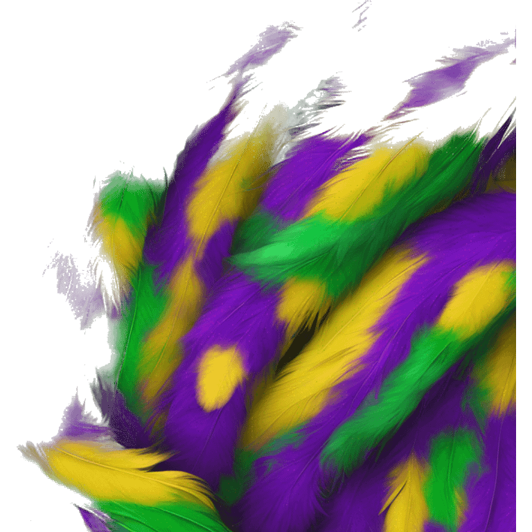 Realistic purple,green,and yellow feather mardi gras boa. emoji