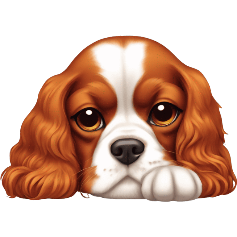 Cavalier King Charles spaniel sleeping color ruby  emoji