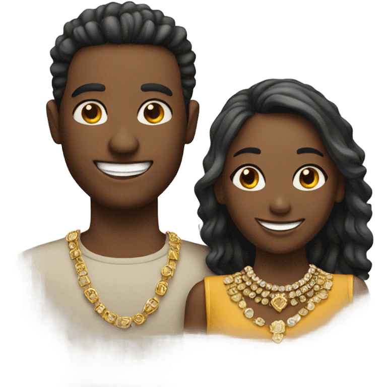 smiling couple with jewelry emoji