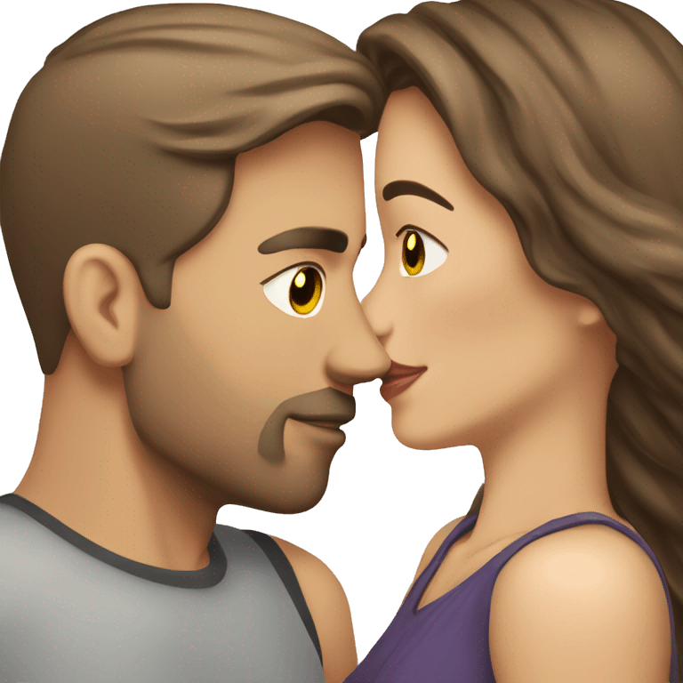 White skin brunette hair couple kissing  emoji