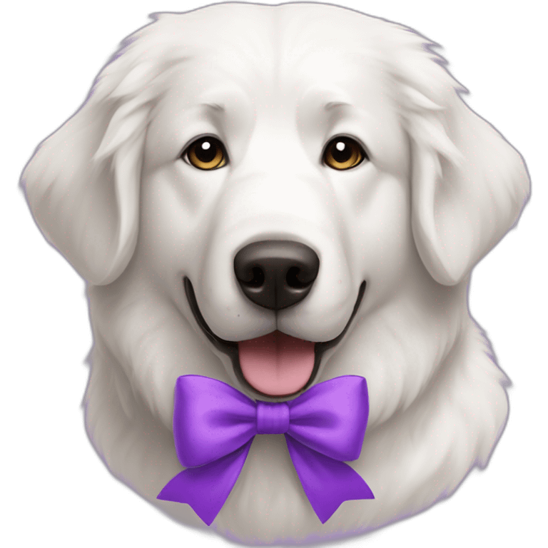 white big great Pyrenees female dog with a purple bow emoji