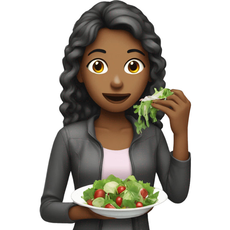 Girl eating salad emoji