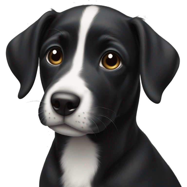 Black puppy with white stripe up nose emoji