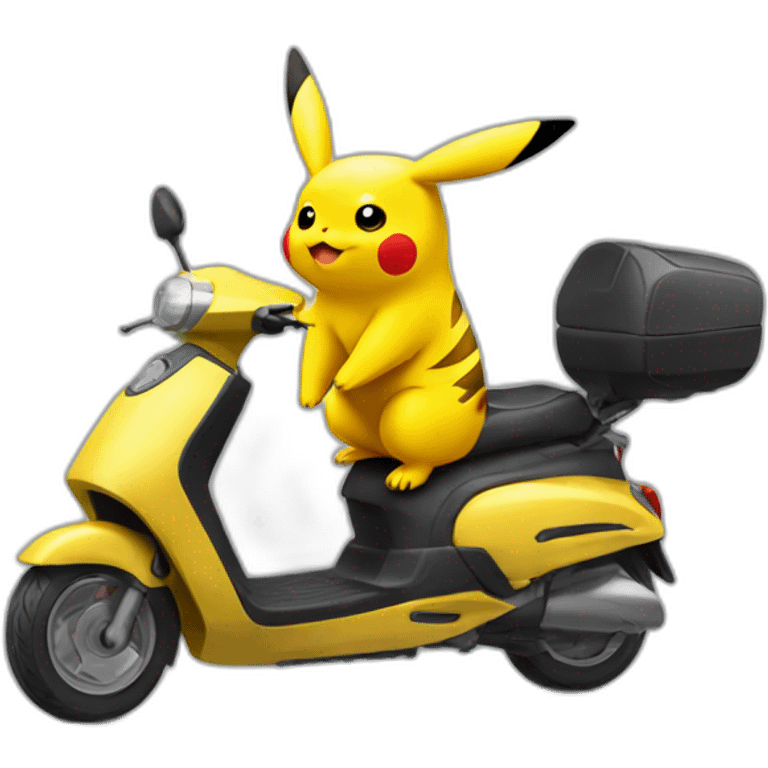 Pikachu drive a scooter emoji