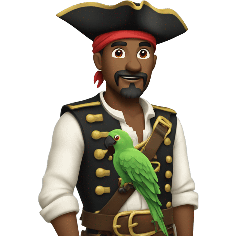 Pirate with parrot on shoulder emoji