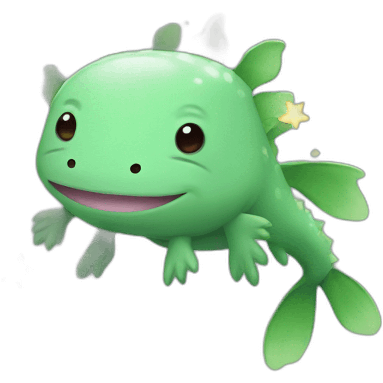 Green Axolotl with stars emoji