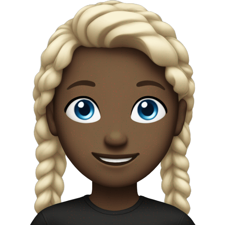 smiling girl with blue eyes black shirt emoji