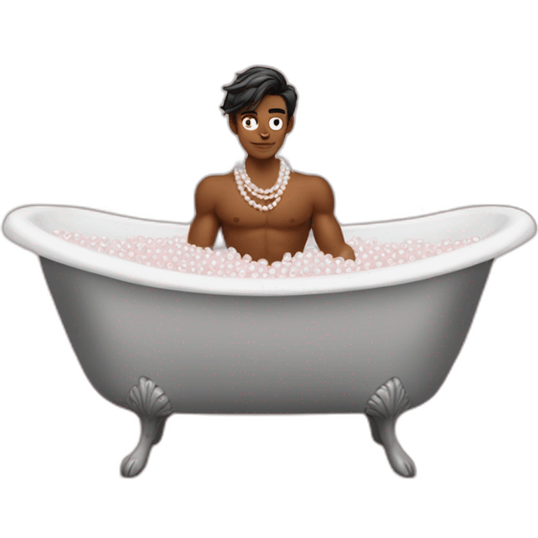 Posh-muscle-boy-pearl-necklace-bathtub emoji