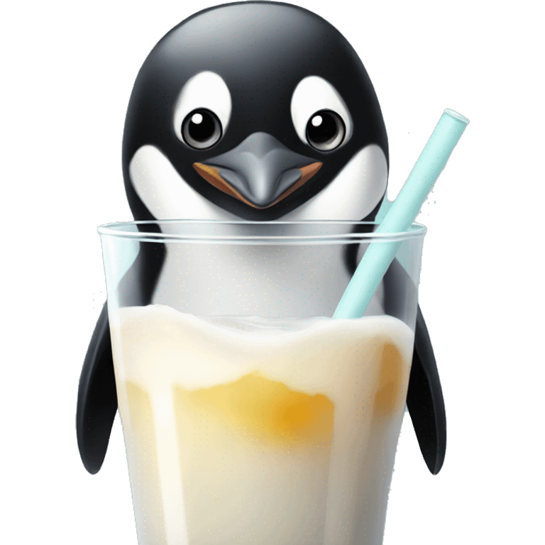 Penguin drinking boba  emoji