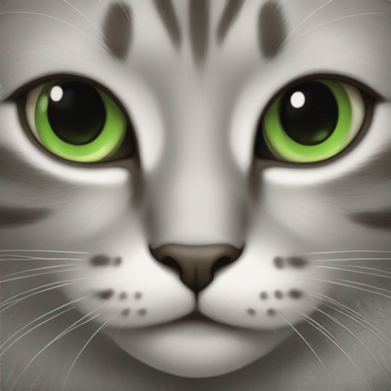 Cat grey eyes Green  emoji