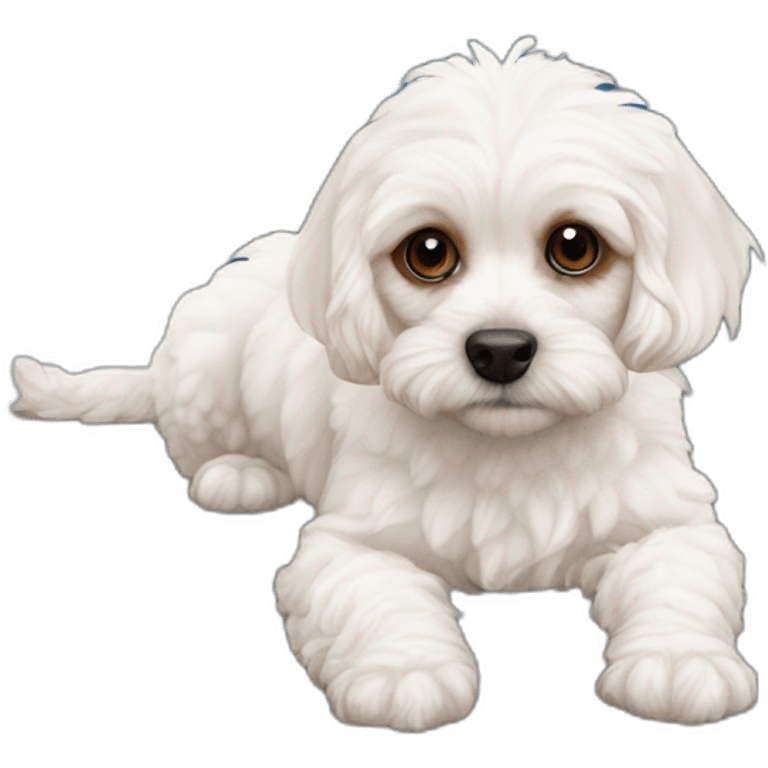 All White cavapoo as Spiderman emoji