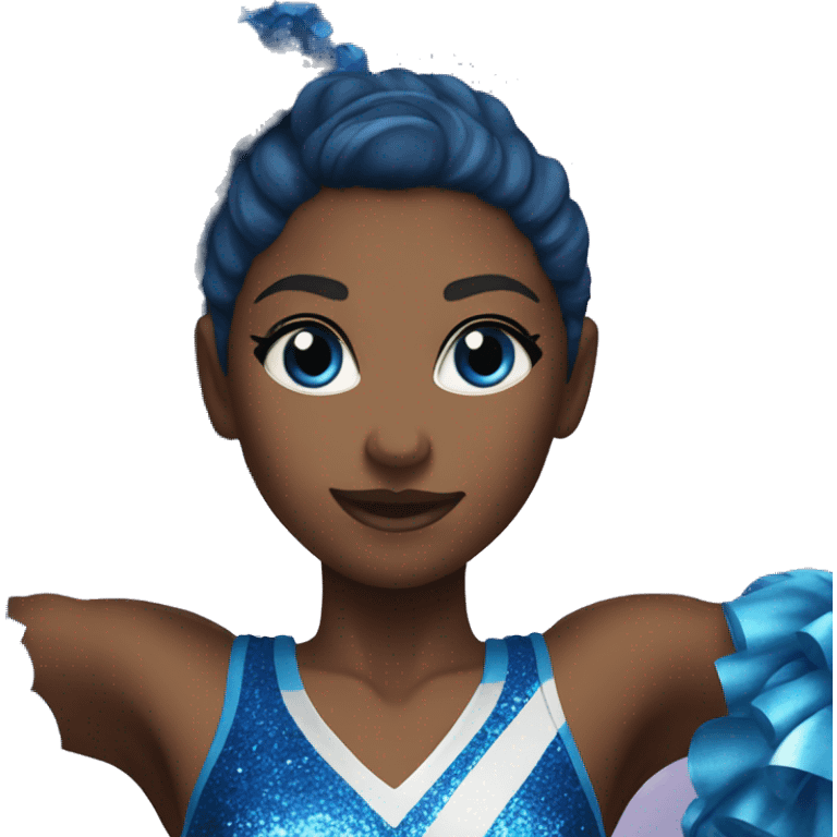 cheerleader wearing a blue sparkly outfit that says sapphire  emoji