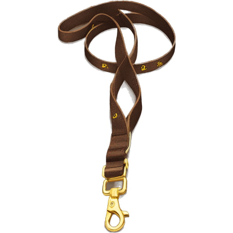 Brown dog leash with golden carabiner and strap  emoji