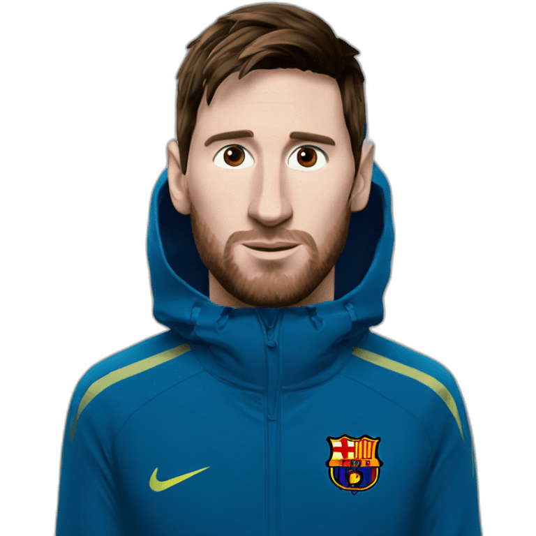 Messi avec une cagoule sur la tete emoji