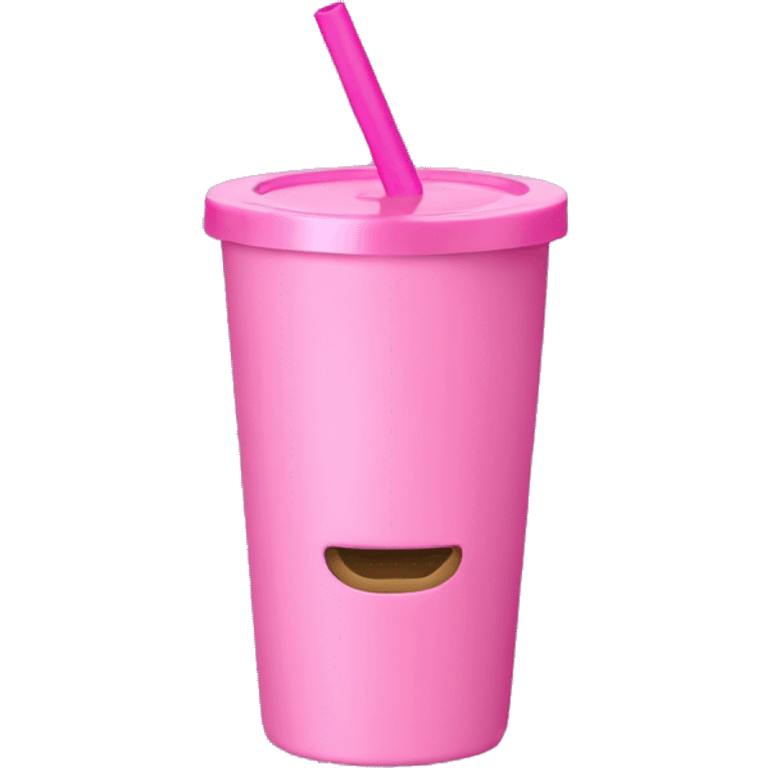 Pink tumbler cup with handle and straw emoji