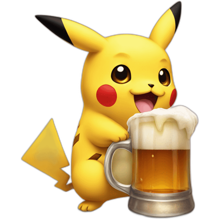 Pikachu drinking beer emoji