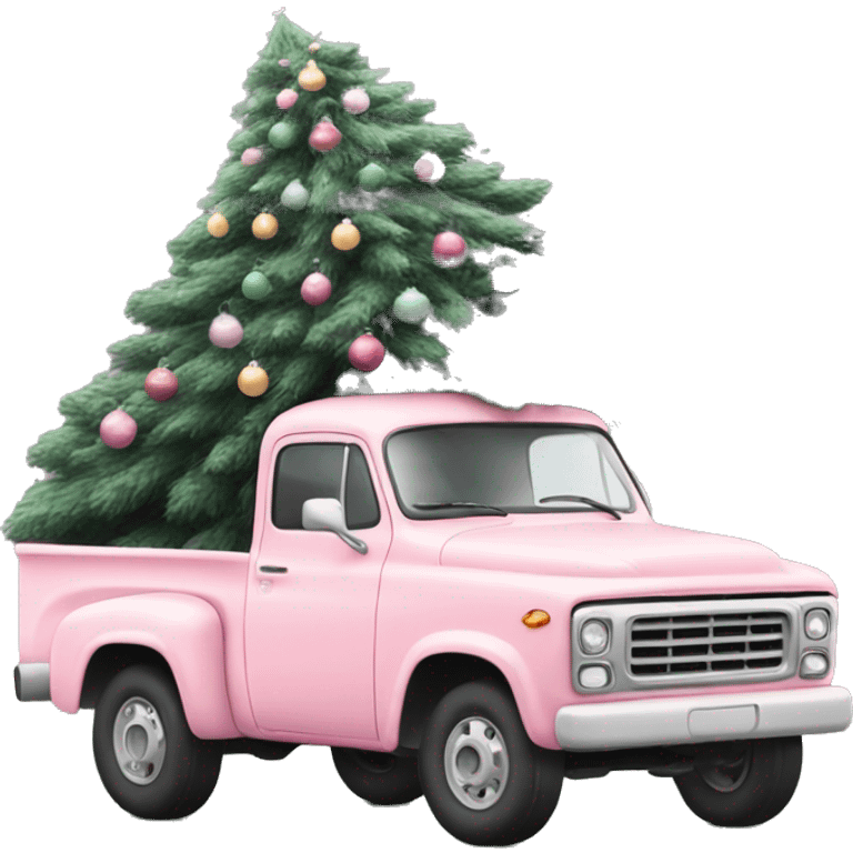 Pastel Pink truck with Christmas tree emoji