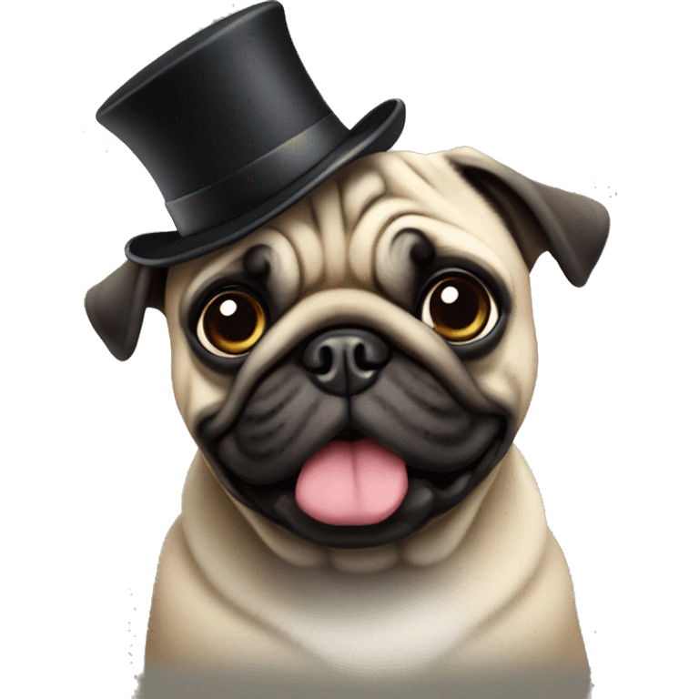 Pug wearing a top hat  emoji