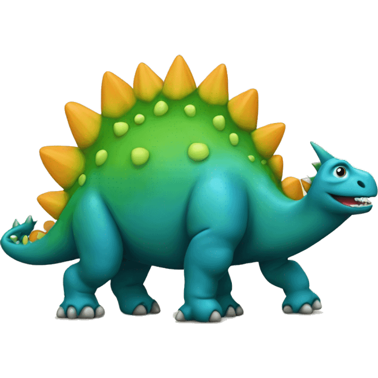 A Stegosaurus wih smiling face emoji