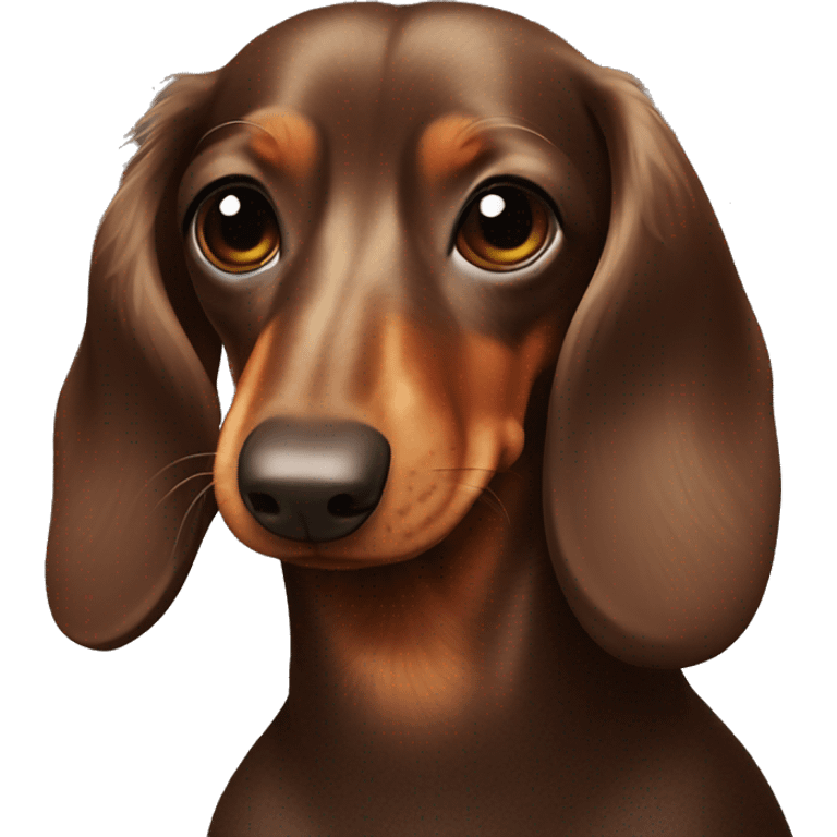 Dark Brown Long-haired dachshund in sweater  emoji