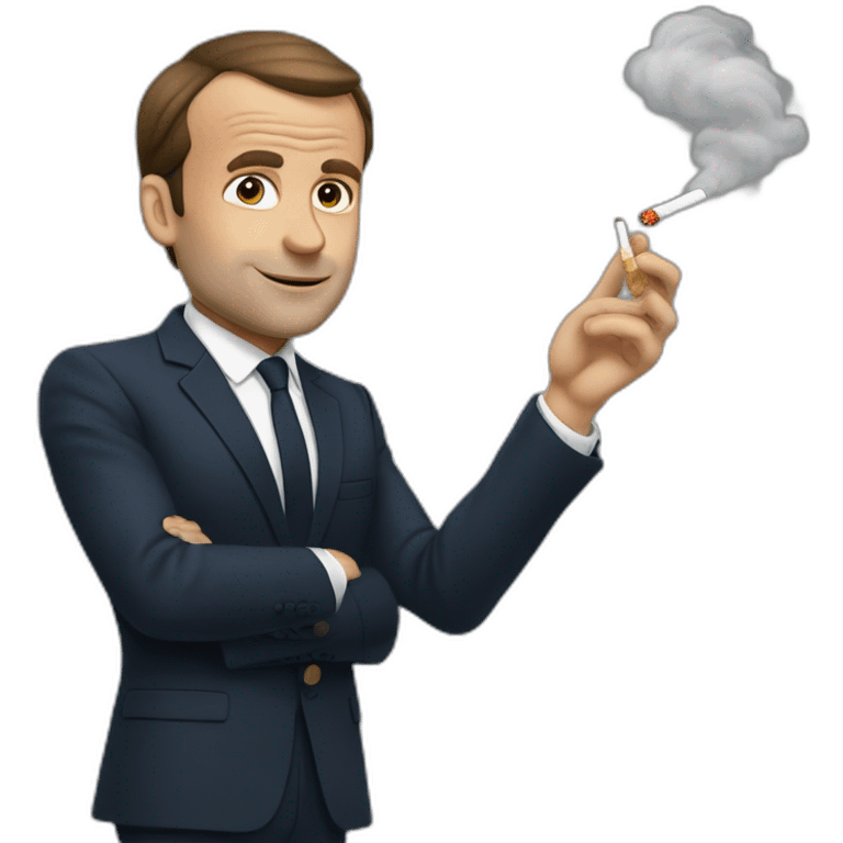 Macron en train de fumer une cigarette emoji