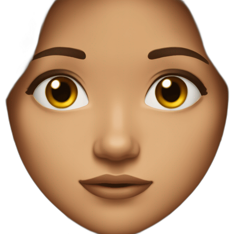 Girl with tan skin, mid length brown hair, bigish nose, long lashes and sorta eye bags emoji