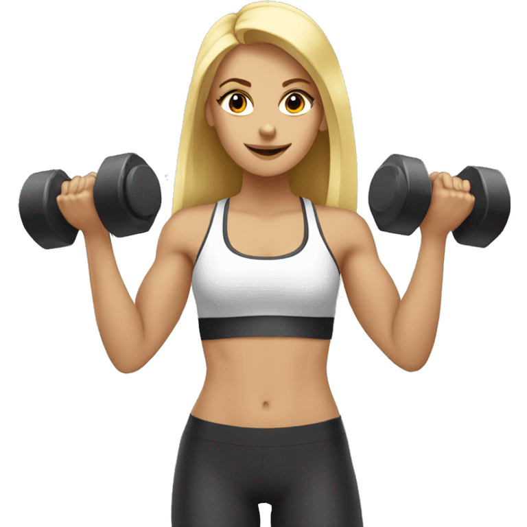 blonde girl holding dumbbells emoji