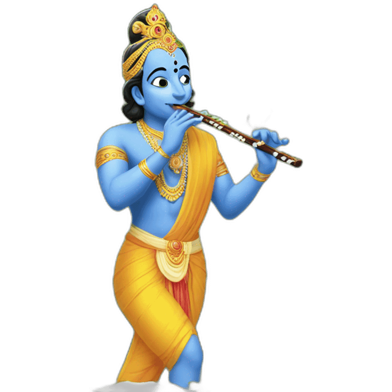 Image of Krishna playing flute in the park emoji