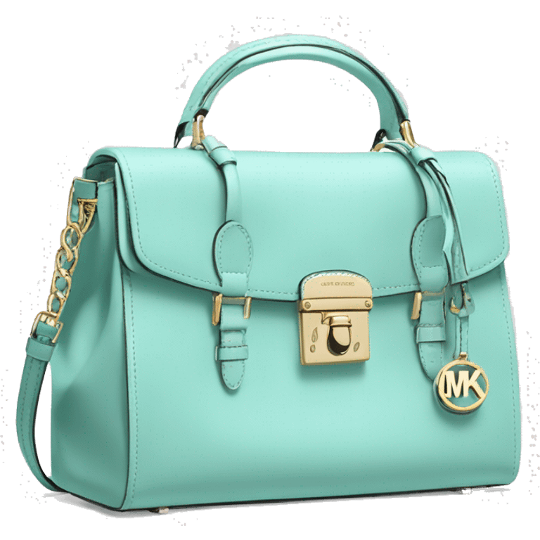 Realistic pastel tiffany blue Michael Kors satchel purse.  emoji