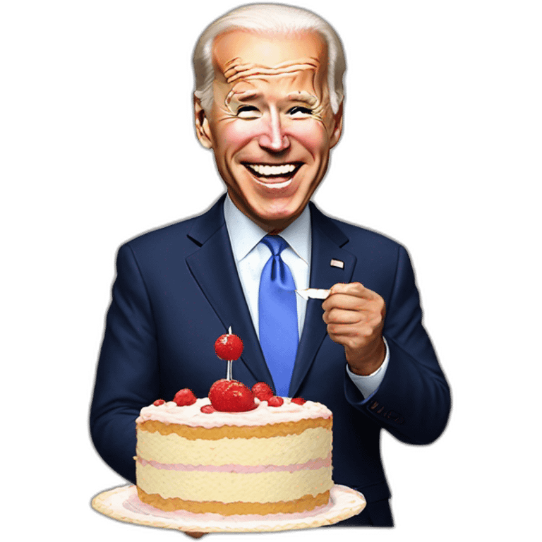 Joe biden eating a cake emoji