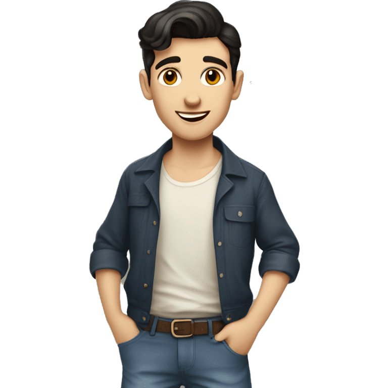 1940 young French guy with dark hair in casual clothes emoji