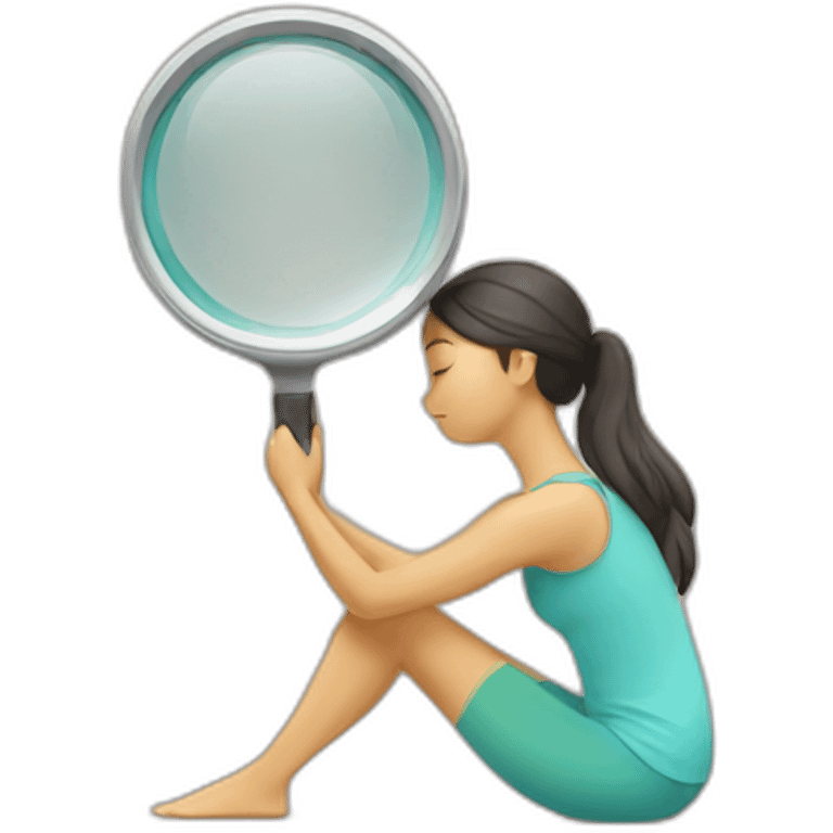 yoga girl look into magnifying glass emoji