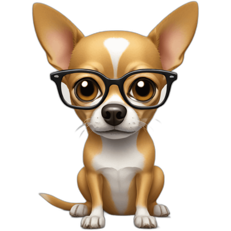 chihuahua wearing glasses reading the newspaper emoji