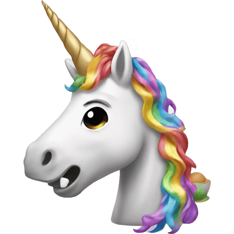 Unicorn eating rainbow poop emoji