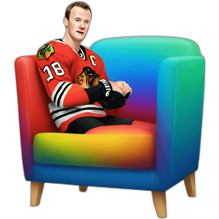 Jonathan Toews as rainbow colored chair emoji