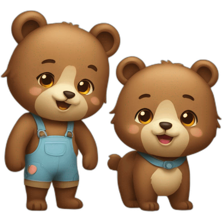 cute female bear & cute male bear emoji