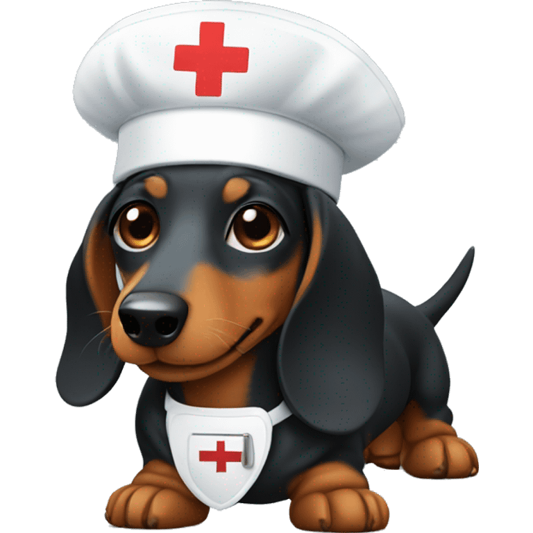 Dachshund wearing nurse hat emoji