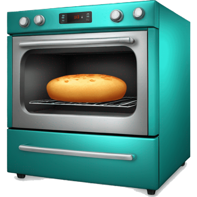 Realistic metallic turquoise oven isolated. emoji