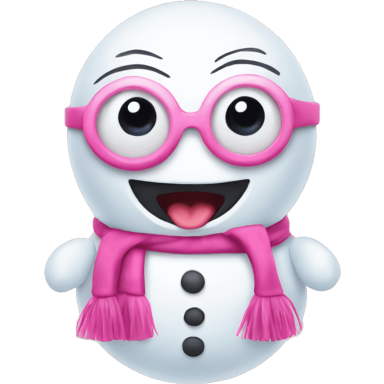 Pink snowman with eye lashes emoji