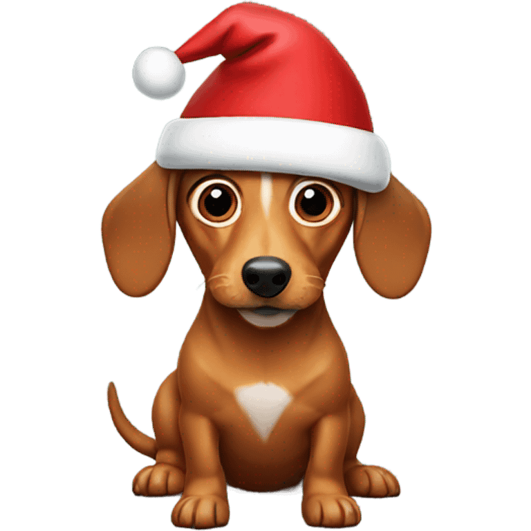 Wiener dog wearing Santa hat emoji