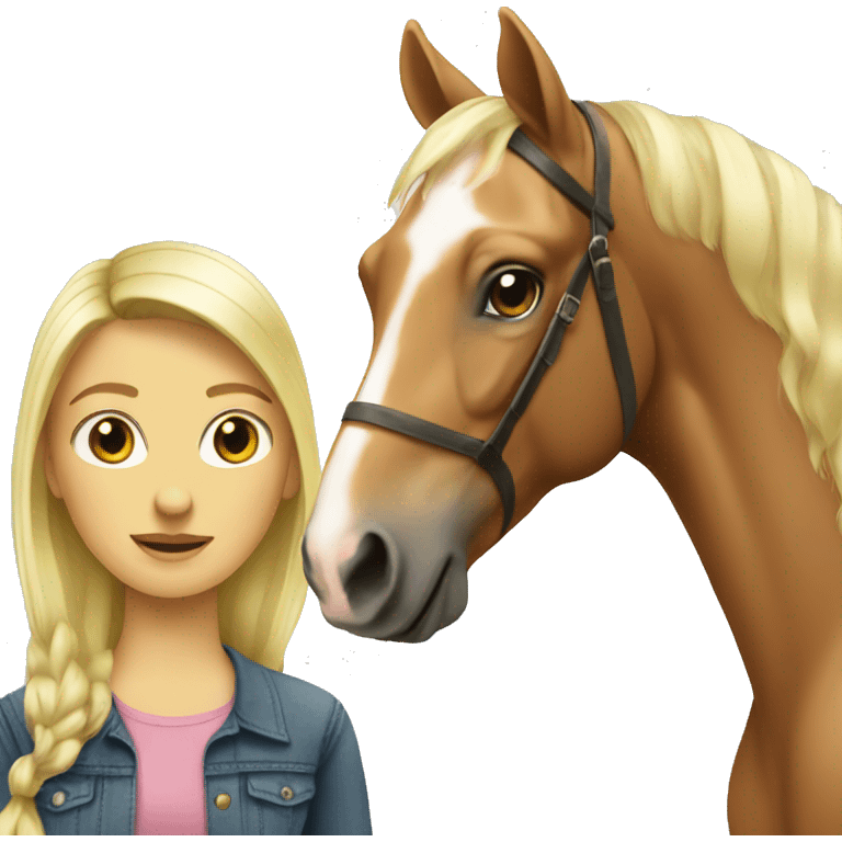 Blonde horse with blonde girl emoji