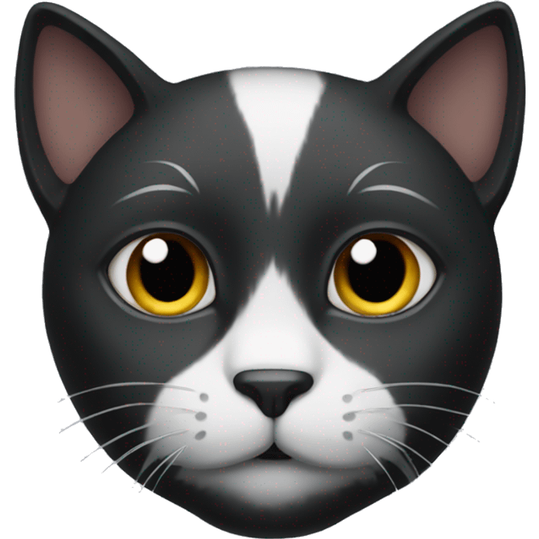 black cat with mostly white face emoji