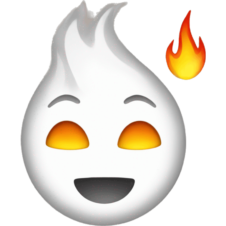 White emoji with fire around it emoji