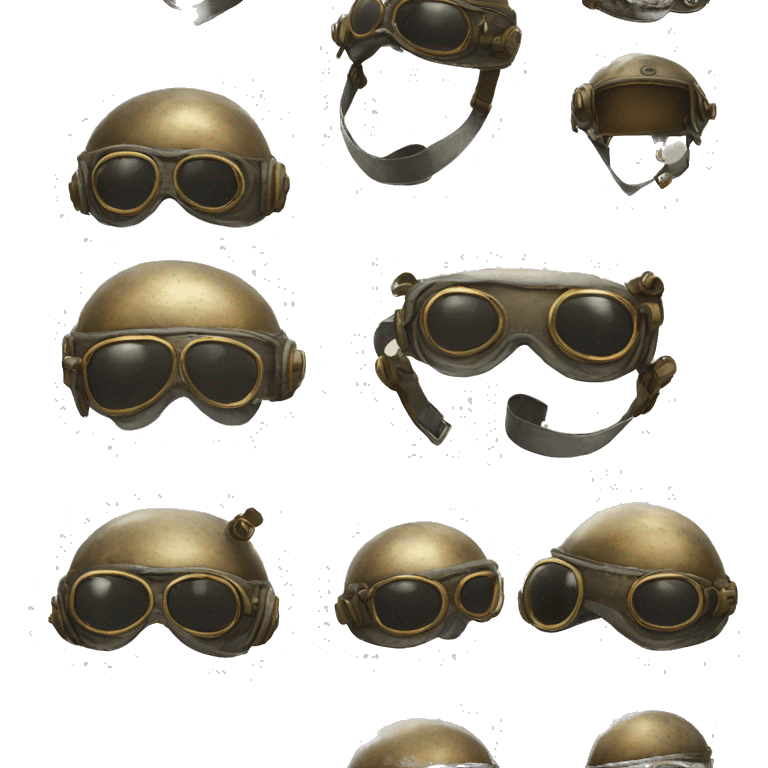 Old aviator helmet with whirls in the glasses emoji