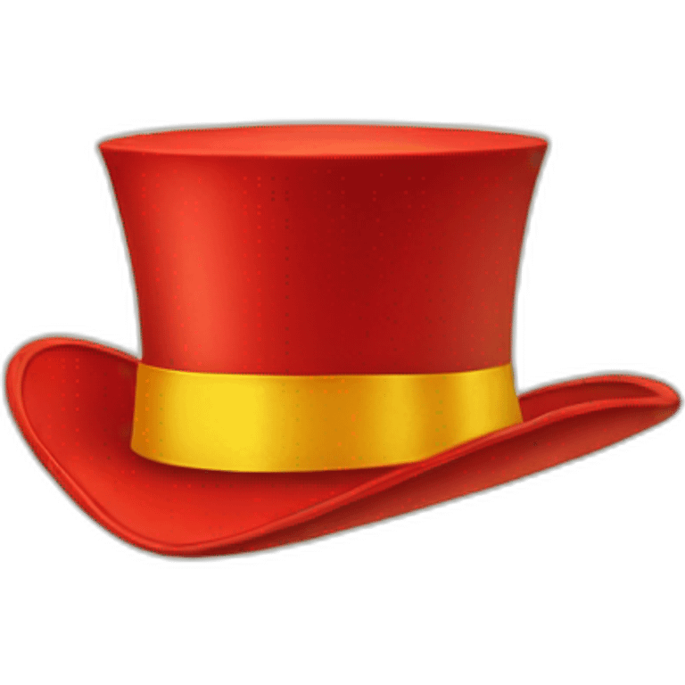 red top hat with yellow ribbon and little devil horns emoji