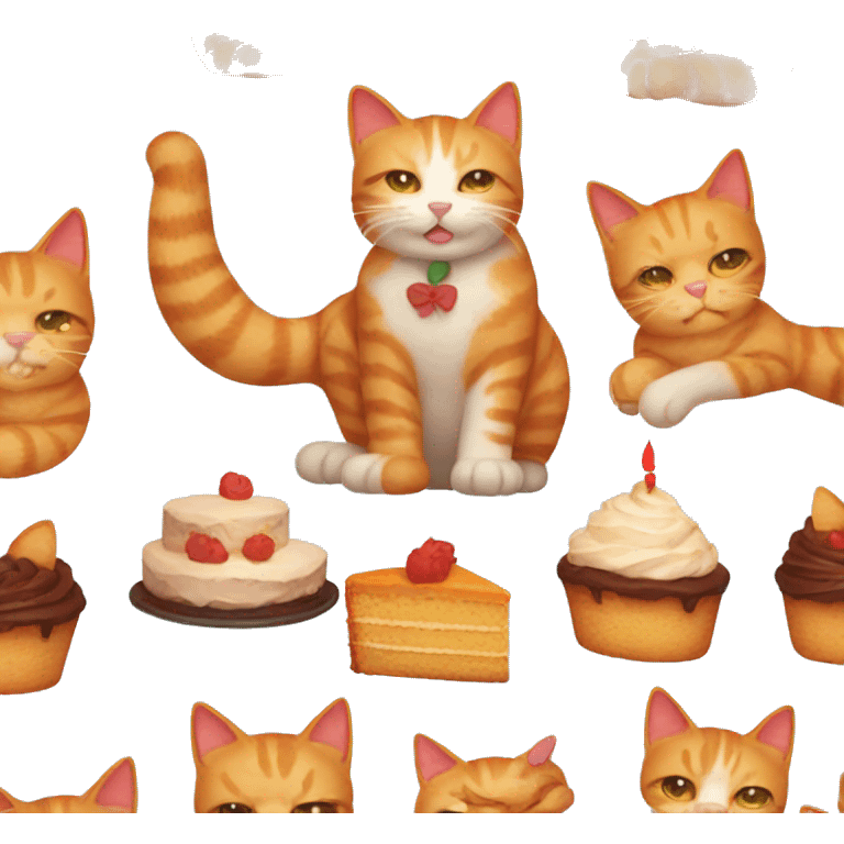 ginger cat with cake emoji