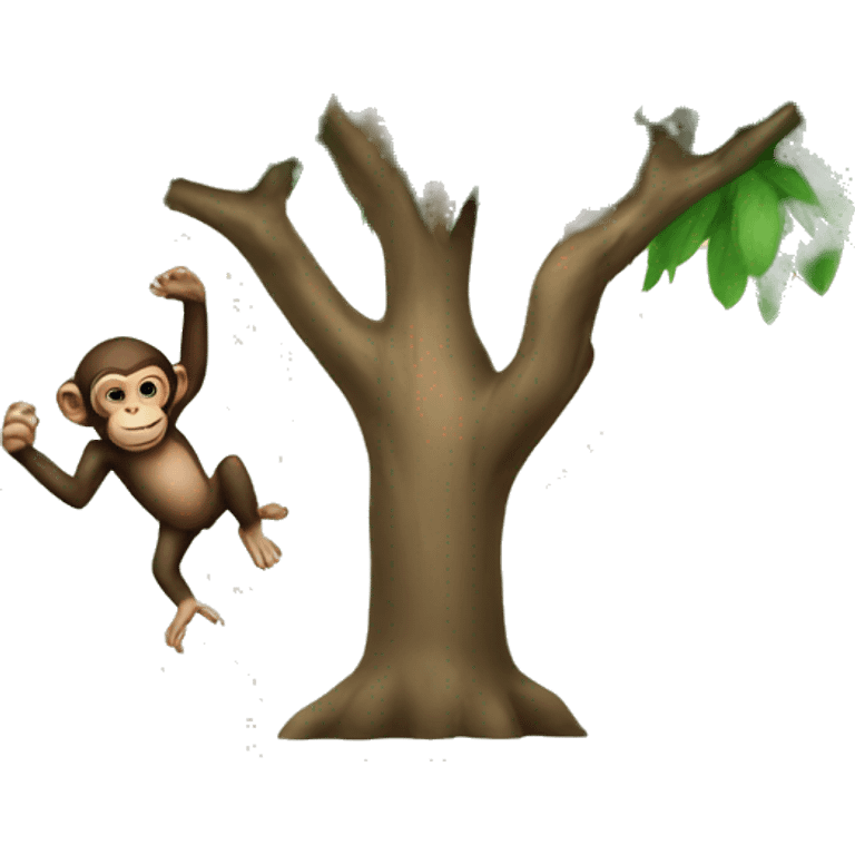 A monkey and a tree emoji