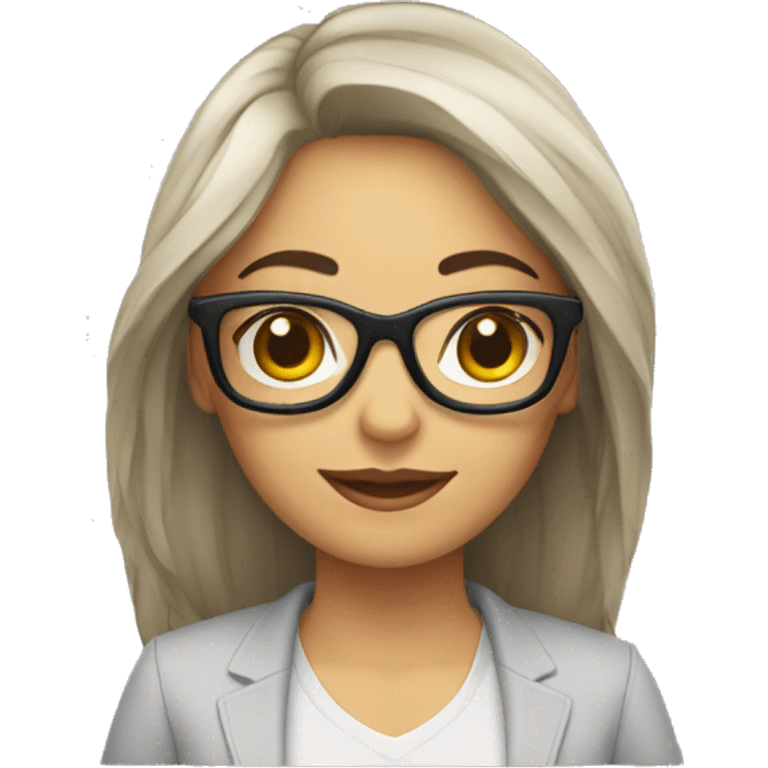 mujer con lentes y pc emoji