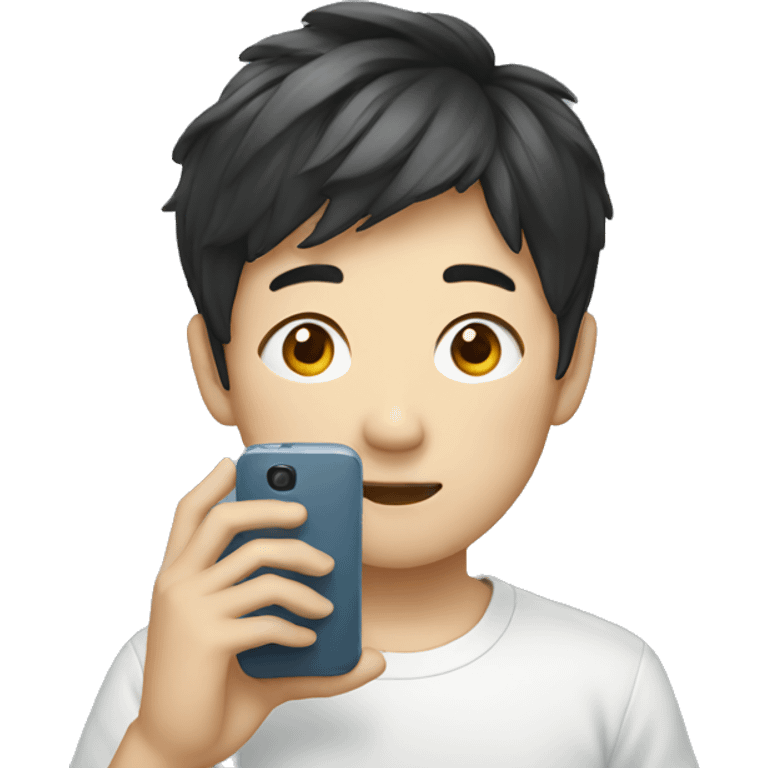 korean boy with phone emoji