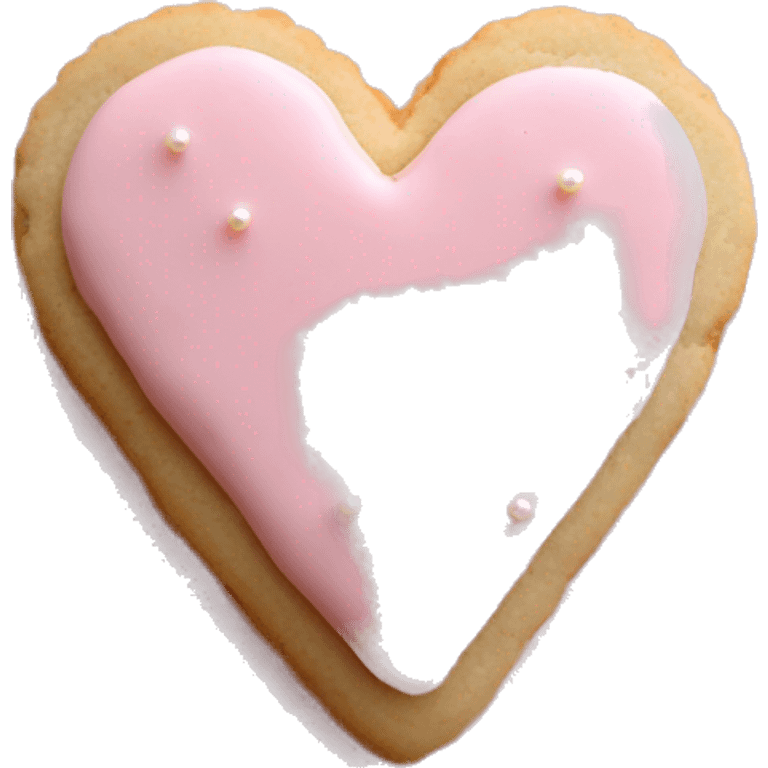 Heart shaped sugar cookie with baby pink icing with white pearl sprinkles  emoji